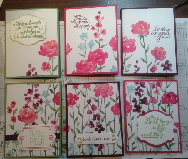 Sextet of Painted Blooms Designer Series Paper cards