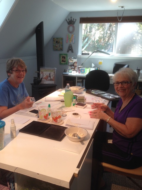 Sue and Sharon happily making their cards