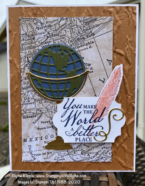 Beautiful World hand stamped greeting card