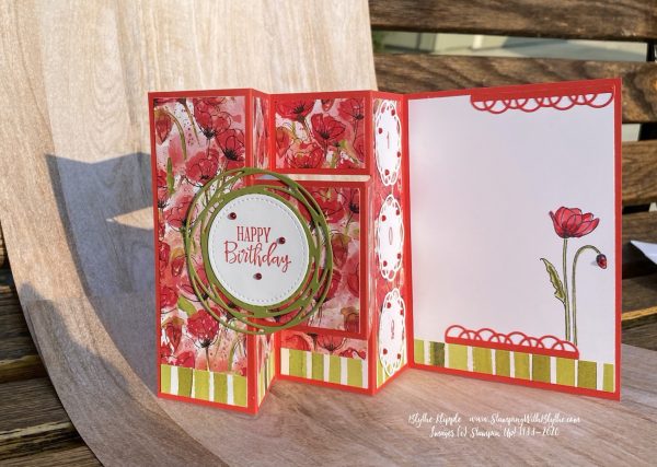 Poppy Parade card stock/Peaceful Poppies (retired) tri fold birthday card