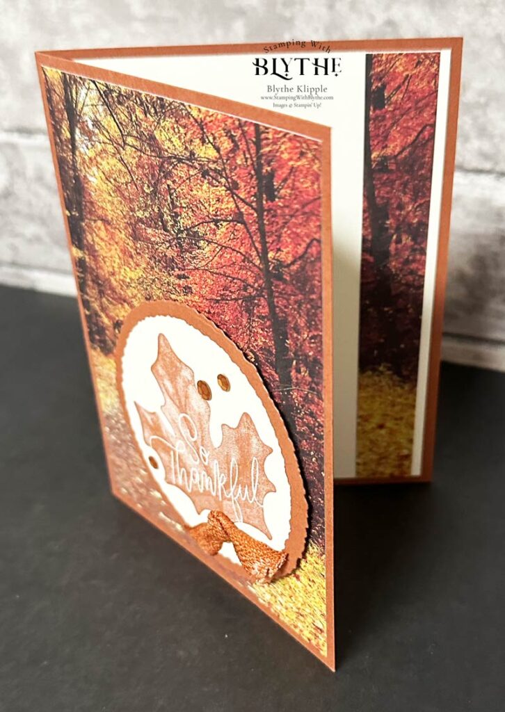 Front and inside of So Thankful autumn card